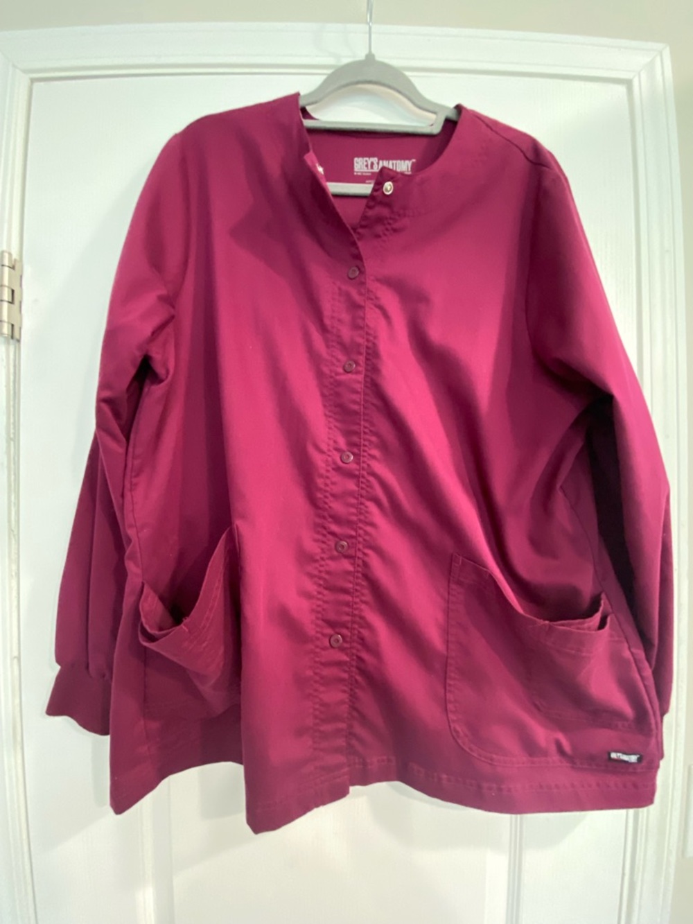 Grey's Anatomy Magenta Snap-Front Scrub Jacket